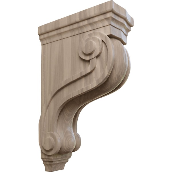 Ekena Millwork 3 7/8"W x 8"D x 13"H Boston Traditional Scroll Corbel, Walnut COR03X08X13TSWA - main